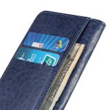 Peněženkové kožené pouzdro Crazy Horse pro iPhone 15 - Modrá