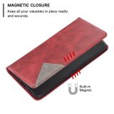 Peněženkové kožené pouzdro Magnetic Rhombus Texture na Moto G54 5G / G54 5G Power Edition - Červená