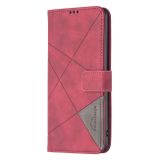 Peněženkové kožené pouzdro Rhombus Texture na Moto G54 5G / G54 5G Power Edition - Červená
