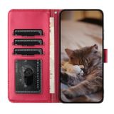 Peněženkové kožené pouzdro Cat na Samsung Galaxy S23 FE - Červená