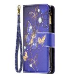 Peněženkové kožené pouzdro pro iPhone 15 Pro Max - Purple Butterfly
