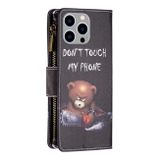 Peněženkové kožené pouzdro na iPhone 15 Pro Max - Bear