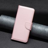 Peněženkové kožené pouzdro LITCHI pro iPhone 15 Pro - Růžové zlato