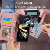 Peněženkové kožené pouzdro Dierfeng Dream pro Samsung Galaxy Z Fold5 - Růžová