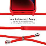 Pryžový kryt Crossbody Lanyard na iPhone 15 - Červená