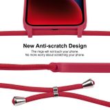 Pryžový kryt Crossbody Lanyard na iPhone 15 - Růžovo červená