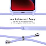 Pryžový kryt Crossbody Lanyard na iPhone 15 - Světle fialová