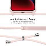 Pryžový kryt Crossbody Lanyard na iPhone 15 - Pískově růžová