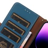 Peněženkové kožené pouzdro Genuine Leather na Honor 90 - Modrá