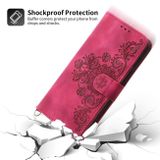 Peněženkové kožené pouzdro Flowers Embossed pro Samsung Galaxy A25 5G - Vínově Červená