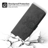 Peněženkové kožené pouzdro Flowers Embossed pro Samsung Galaxy A25 5G - Černá