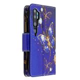 Peňeženkové kožené pouzdro na Xiaomi Mi Note10 - Purple Butterfly
