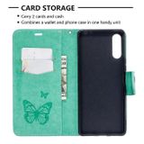 Peňaženkové kožené puzdro na Sony Xperia L4 - Butterflies Green