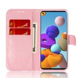 Peňeženkové kožené pouzdro na Samsung Galaxy A21s - Ružový