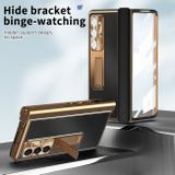 Plastový kryt Magnetic Shell pro Samsung Galaxy Z Fold5 - Černá + Zlatá