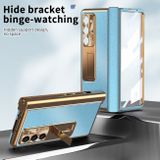 Plastový kryt Magnetic Shell pro Samsung Galaxy Z Fold5 - Modrá + Zlatá