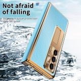 Plastový kryt Magnetic Shell pro Samsung Galaxy Z Fold5 - Modrá + Zlatá