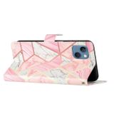 Peněženkové kožené pouzdro Colored na iPhone 15 - Pink Marble