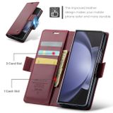 Peněženkové kožené pouzdro CaseMe Anti-Theft pro Samsung Galaxy Z Fold5 - Vínovočervená