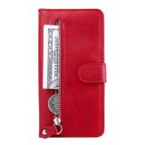 Peněženkové kožené pouzdro Global Zipper na Xiaomi Redmi Note 13 Pro - Červená