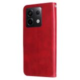 Peněženkové kožené pouzdro Global Zipper na Xiaomi Redmi Note 13 Pro - Červená