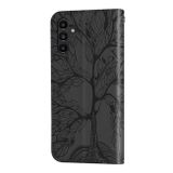 Peněženkové kožené pouzdro Tree Pattern pro Samsung Galaxy A25 5G - Černá