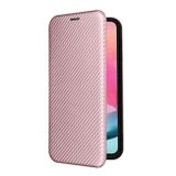 Peněženkové kožené pouzdro Carbon pro Samsung Galaxy A25 5G - Růžová