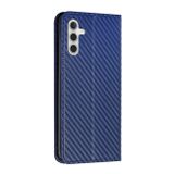 Peněženkové kožené pouzdro Carbon Fiber na Samsung Galaxy A05s - Modrá