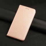 Peněženkové kožené pouzdro Carbon Fiber na Samsung Galaxy A05s - Růžovo zlatá