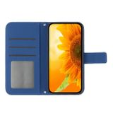 Peněženkové kožené pouzdro Sunflower Embossed pro Galaxy A35 5G - Tmavě modrá