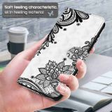 Peněženkové 3D pouzdro Painting pro Samsung Galaxy S24 Plus 5G - Diagonal Black Flower