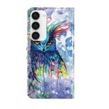 Peněženkové 3D pouzdro Painting pro Samsung Galaxy S24 Plus 5G - Watercolor Owl