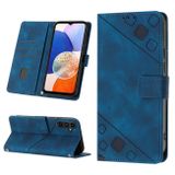 Peněženkové kožené pouzdro Embossed Marble pro Samsung Galaxy A25 5G - Modrá