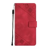 Peněženkové kožené pouzdro Embossed Marble pro Samsung Galaxy A25 5G - Červená