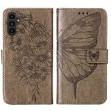 Peněženkové kožené pouzdro Butterfly pro Samsung Galaxy A24/A25 5G - Šedá