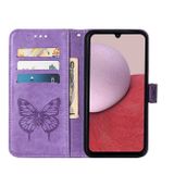 Peněženkové kožené pouzdro Butterfly pro Samsung Galaxy A24/A25 5G - Fialová