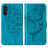 Peněženkové kožené pouzdro Butterfly pro Samsung Galaxy A24/A25 5G - Modrá