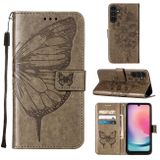 Peněženkové kožené pouzdro Embossed Butterfly pro Samsung Galaxy A05s - Šedá