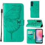 Peněženkové kožené pouzdro Embossed Butterfly pro Samsung Galaxy A05s - Zelená