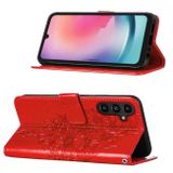 Peněženkové kožené pouzdro Embossed Butterfly pro Samsung Galaxy A05s - Červená
