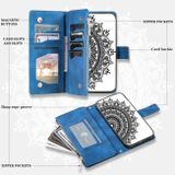 Peněženkové kožené pouzdro Totem na iPhone 15 - Modrá