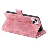 Peněženkové kožené pouzdro Totem na iPhone 15 - Růžová