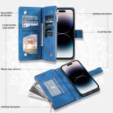 Peněženkové kožené pouzdro Multi-Card pro iPhone 14 Pro - Modrá