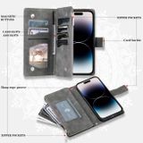 Peněženkové kožené pouzdro Multi-Card pro iPhone 14 Pro - Šedá