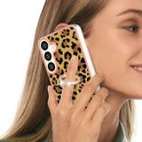 Ring Holder kryt Electroplating pro Samsung Galaxy S24 Plus 5G - Leopard Print