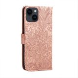 Peněženkové kožené pouzdro Lace na iPhone 15 - Růžové zlato