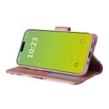 Peněženkové kožené pouzdro Marble Bronzing pro iPhone 15 - Růžové zlato