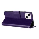 Peněženkové kožené pouzdro Butterfly na iPhone 15 - Tmavě fialová