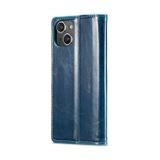 Peněženkové kožené pouzdro CaseMe na iPhone 15 - Modrá