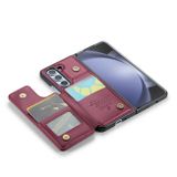 Peněženkové kožené pouzdro CaseMe RFID pro Samsung Galaxy Z Fold5 - Vínově červená